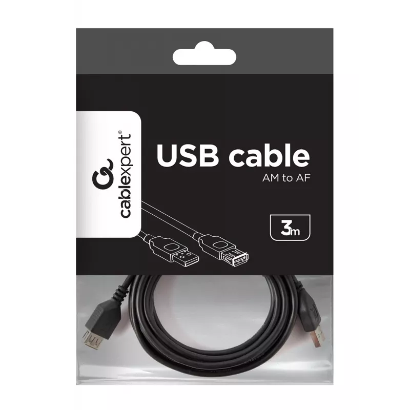 Gembird CCP-USB2-AMAF-10 USB 2.0 type-A verlengkabel (AM/AF), 3 m, zwart