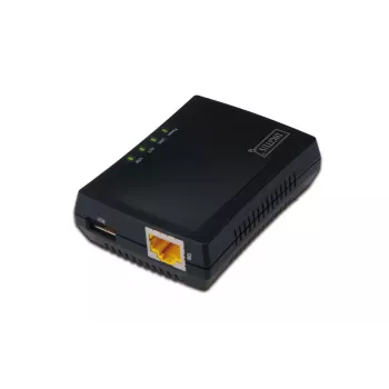 DIGITUS multifunctionele USB-netwerkserver, 1-poorts netwerk-USB-hub, NAS, printserver USB 2.0, RJ45
