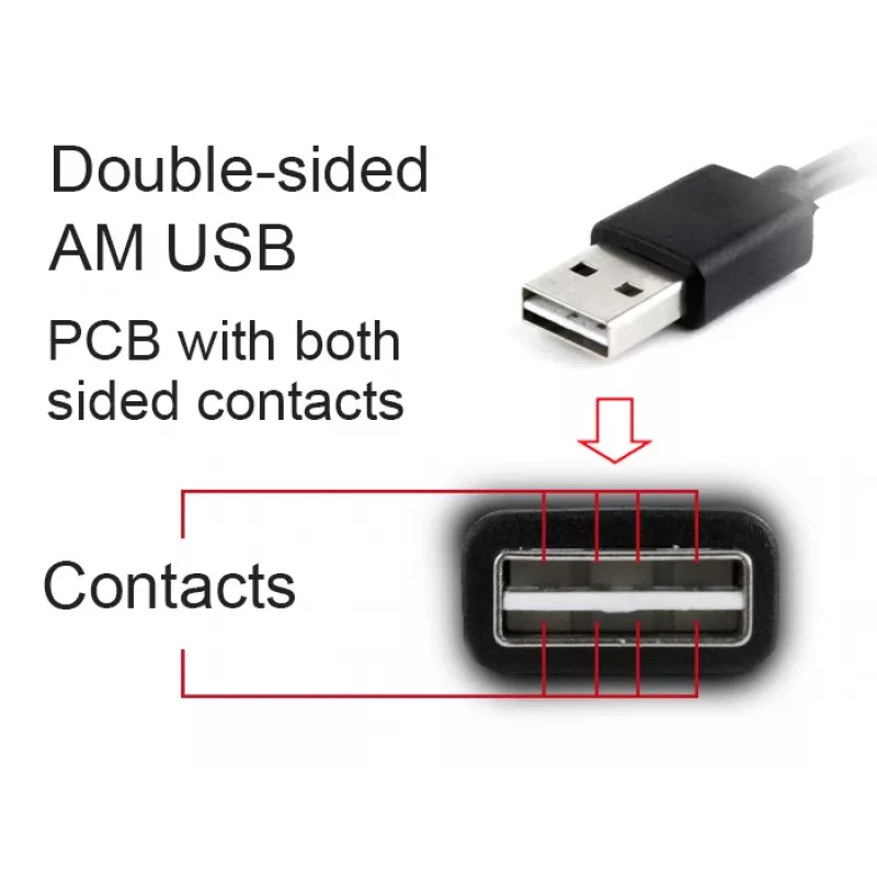 GEMBIRD dubbelzijdige USB 2.0 AM naar Micro-USB kabel, 1m - zwart