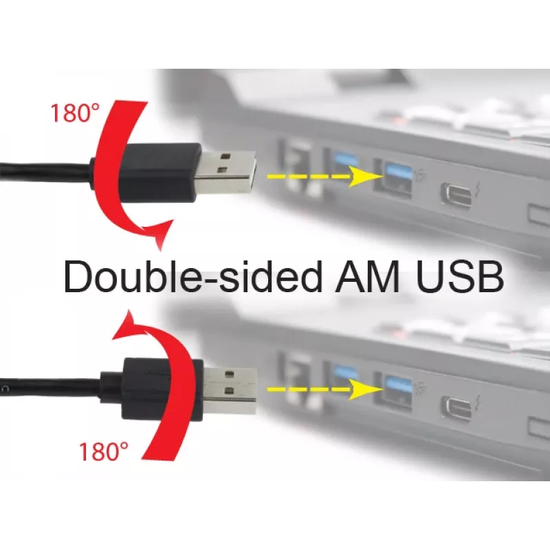 GEMBIRD dubbelzijdige USB 2.0 AM naar Micro-USB kabel, 1m - zwart