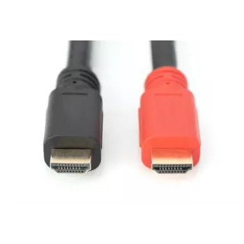 DIGITUS ASSMANN HDMI High Speed-kabel, type A, met versterker, M/M, 15 m met ethernet, Ultra HD 24p, CE, goud zwart