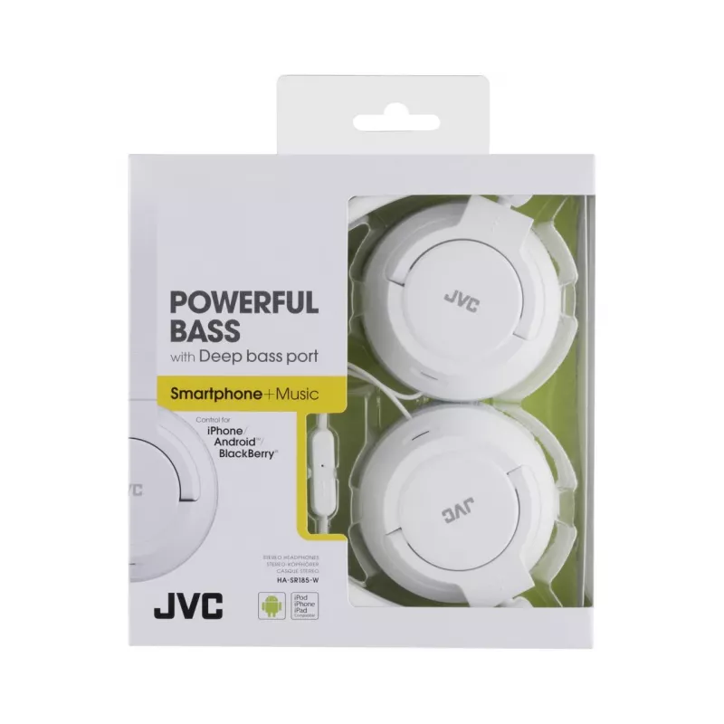 JVC HA-SR185-W-E lichte hoofdtelefoon, bedraad, 10 - 22000 Hz, bellen/muziek, 108 g, headset, wit