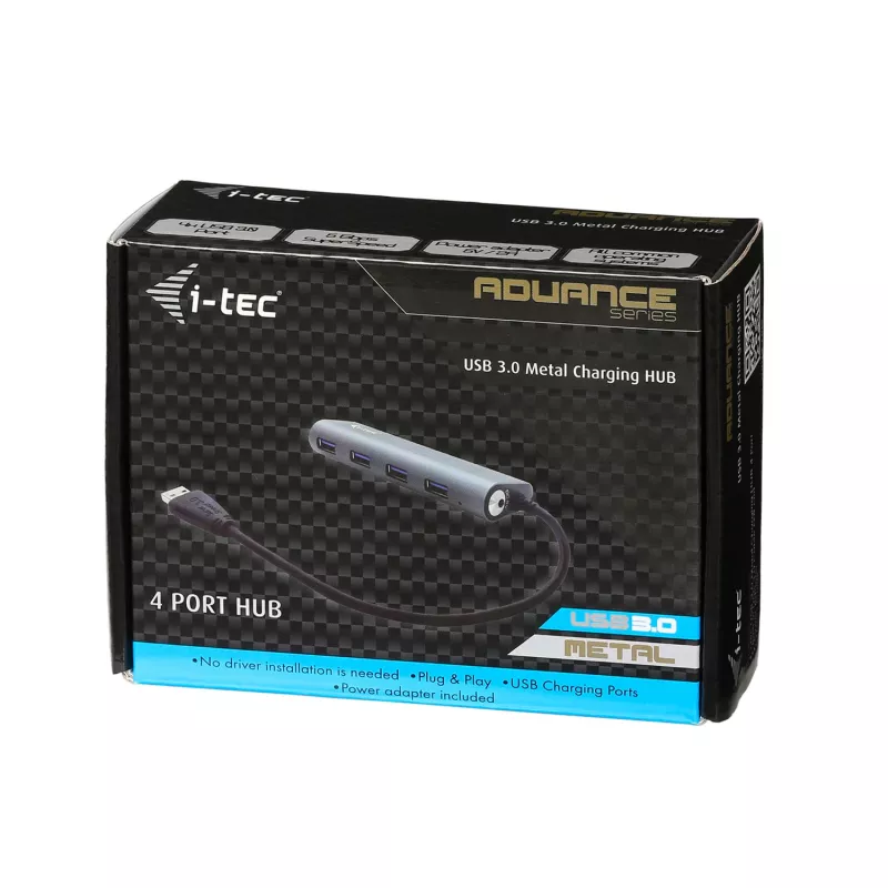 USB-hub i-tec Metal Superspeed USB 3.0 4-poorts hub 5000 Mbit/s grijs