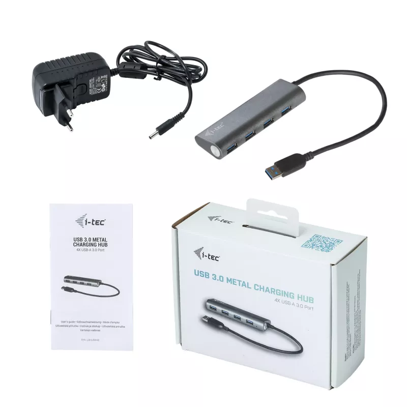 USB-hub i-tec Metal Superspeed USB 3.0 4-poorts hub 5000 Mbit/s grijs