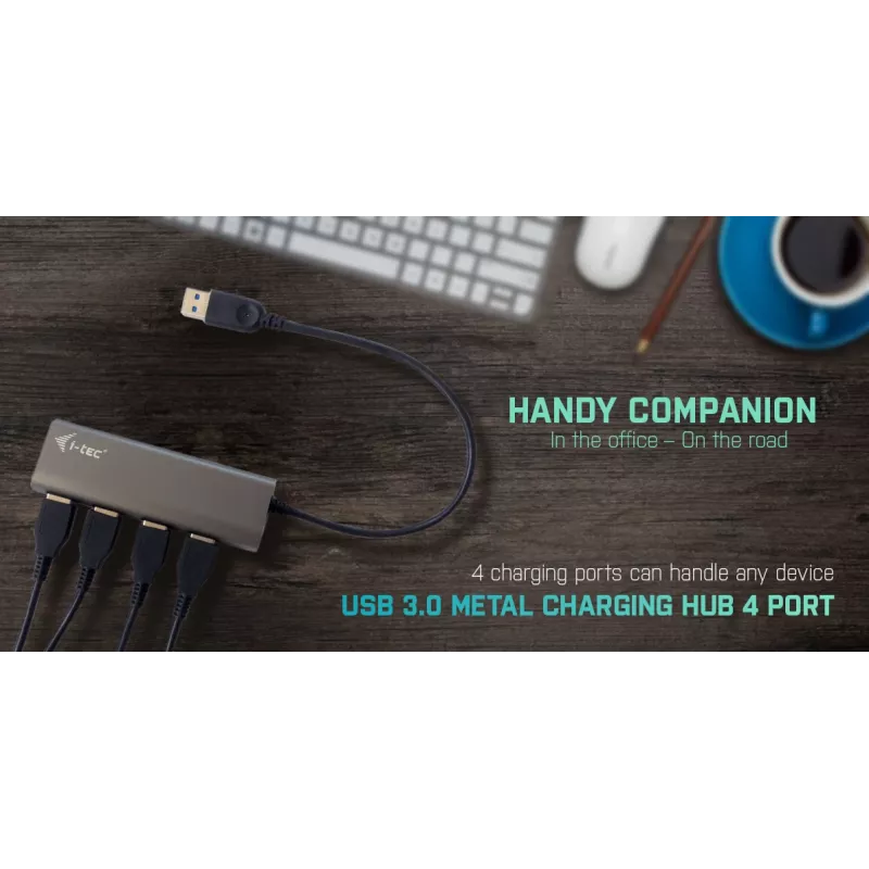 USB-hub i-tec Metal Superspeed USB 3.0 4-poorts hub 5000 Mbit/s grijs