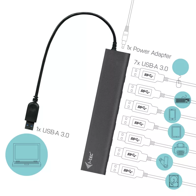 i-tec Metal Superspeed USB 3.0 7-poorts hub