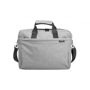 Schoudertas NATEC Mustela voor laptops tot 39,6 cm (15,6 inch), polyester, grijs, voorvak, schouderriem