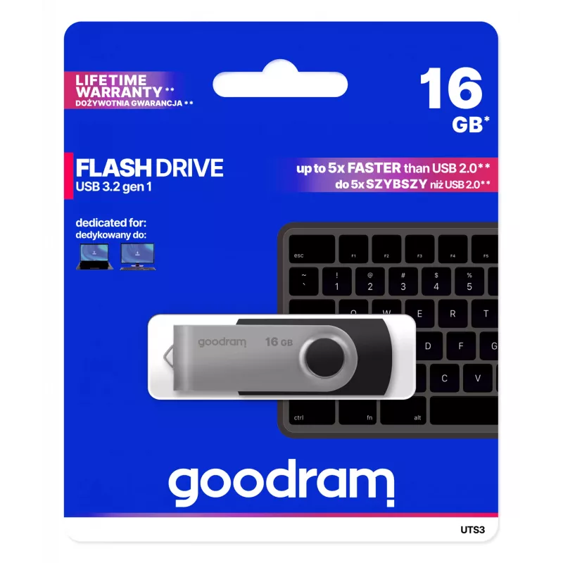 Goodram UTS3 USB-flashstation 16 GB USB Type-A 3.2 Gen 1 (3.1 Gen 1) zwart
