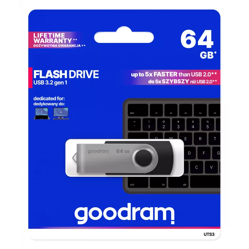 Goodram UTS3 USB-flashstation 64 GB USB Type-A 3.2 Gen 1 (3.1 Gen 1) zwart