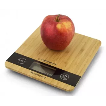 Elektronische keukenweegschaal ESPERANZA EKS005 — 5 kg capaciteit, 1 g nauwkeurigheid, bamboe platform