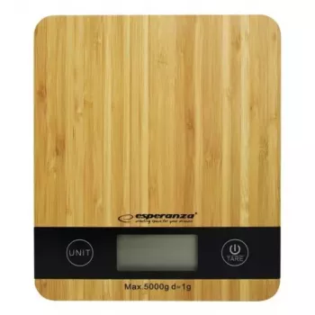 Elektronische keukenweegschaal ESPERANZA EKS005 — 5 kg capaciteit, 1 g nauwkeurigheid, bamboe platform
