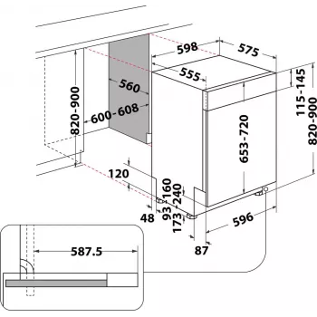 Whirlpool WBC3C26B half ingebouwd 14 couverts