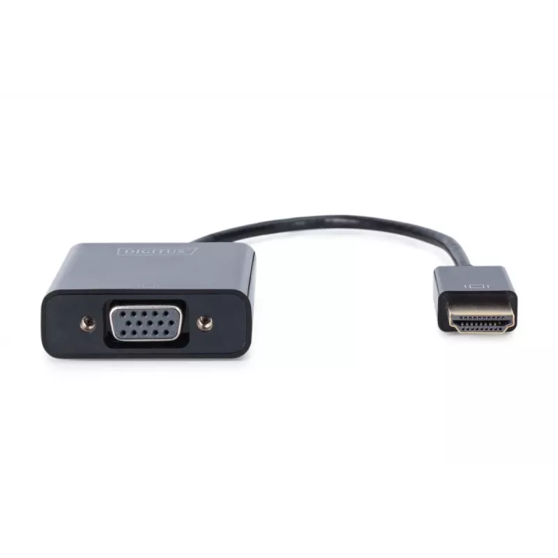 DIGITUS HDMI-naar-VGA-converteradapter type A - VGA (D-Sub)-aansluiting, 3,5mm-audiobus zwart
