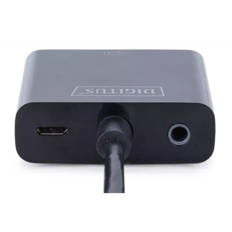 DIGITUS HDMI-naar-VGA-converteradapter type A - VGA (D-Sub)-aansluiting, 3,5mm-audiobus zwart