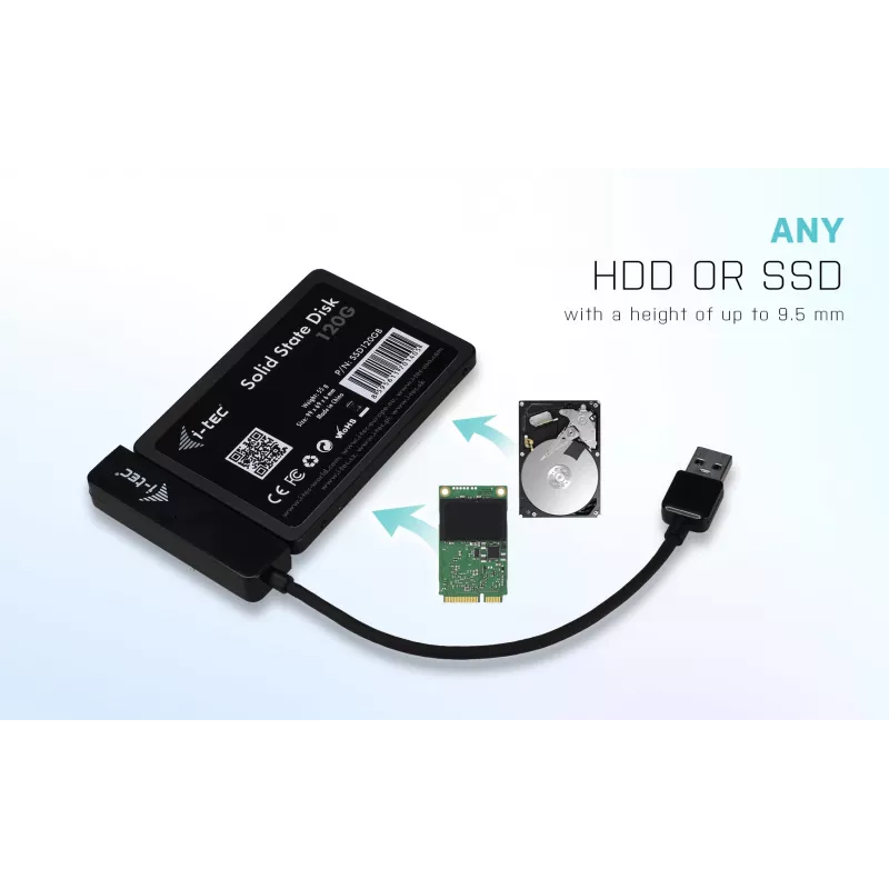HDD/SSD-behuizing i-tec MySafe USB 3.0 Easy 2,5 inch externe behuizing zwart