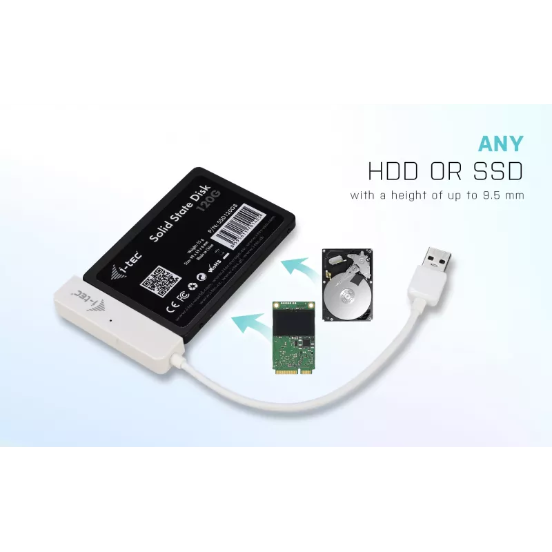 HDD/SSD-behuizing i-tec MySafe USB 3.0 Easy 2,5 inch externe behuizing – wit