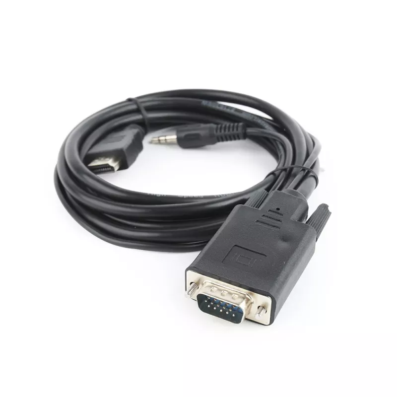GEMBIRD HDMI naar VGA en audio adapterkabel, enkelvoudige aansluiting, 1,8 m - zwart