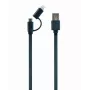 GEMBIRD USB-naar-Apple-Lightning- en micro-USB-oplaadcombinatiekabel 1m - zwart