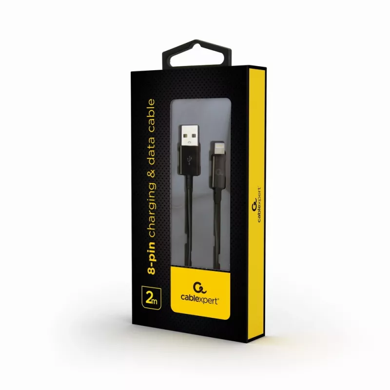 GEMBIRD USB-naar-Apple-Lightning-sync- en oplaadkabel, 2m - zwart
