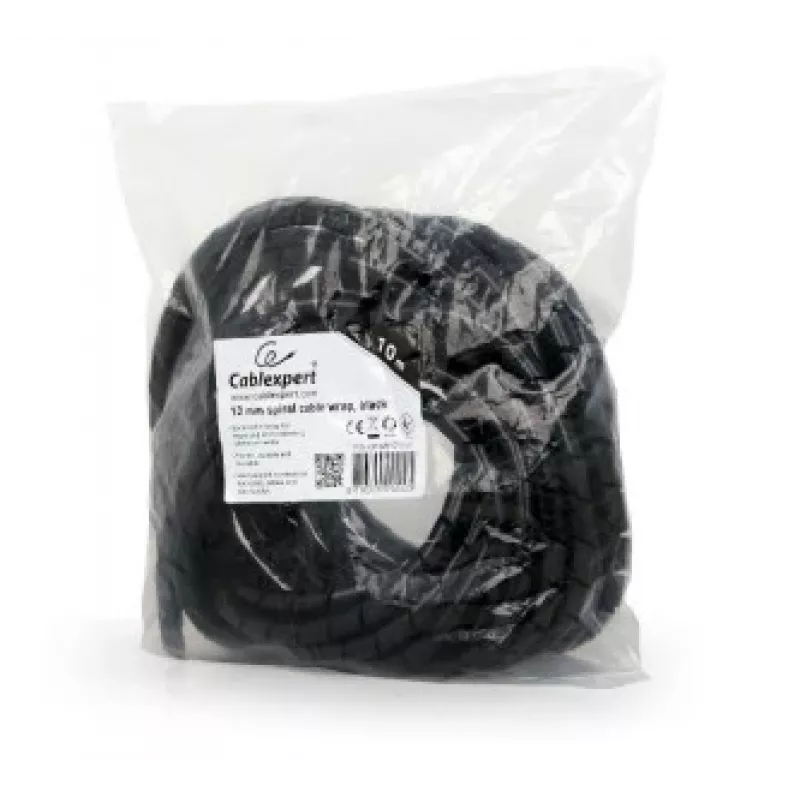 GEMBIRD 12mm spiraal-kabelhuls, 10 m – zwart