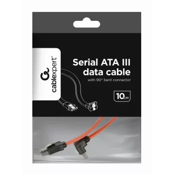 GEMBIRD SATA III datakabel met 90 graden haakse connector, 50 cm – metalen klemmen
