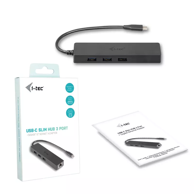 i-tec Advance USB-C slanke passieve HUB 3 poort + Gigabit Ethernet-adapter
