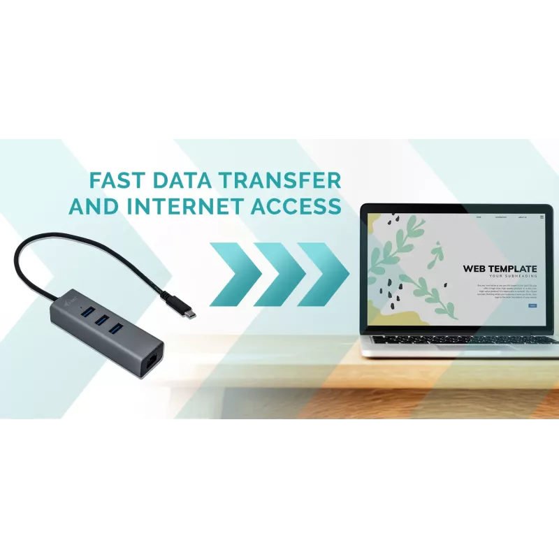 i-tec Metal USB-C HUB 3 poort + Gigabit Ethernet-adapter