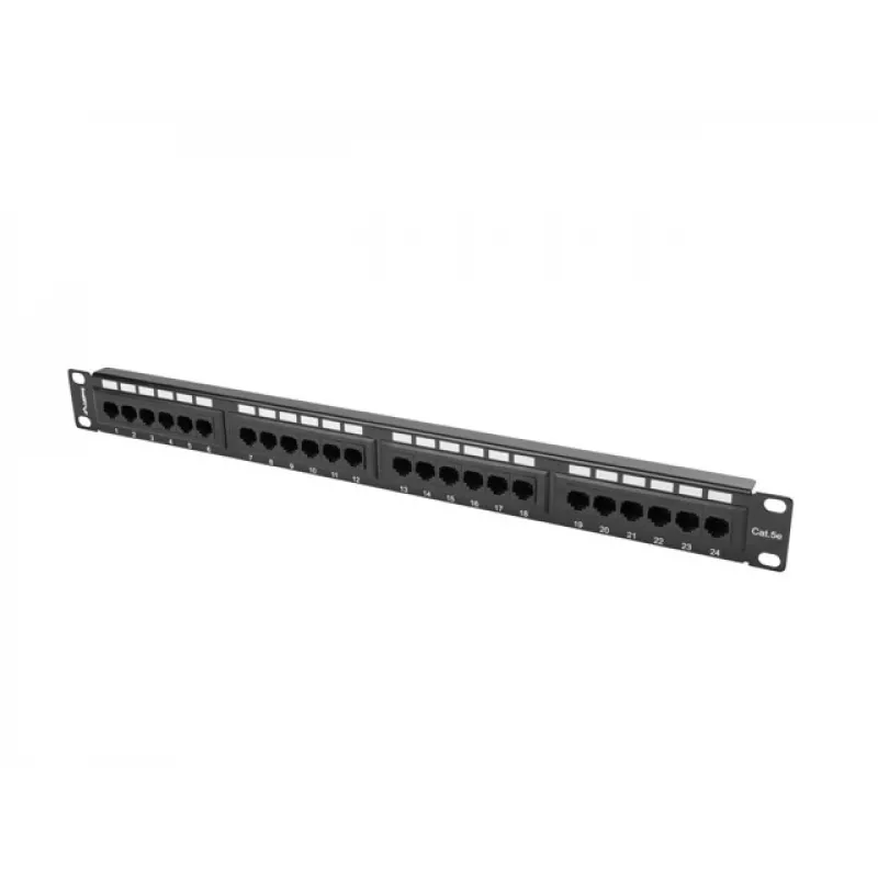 Lanberg PPU5-1024-B patchpaneel, 24 poorten, 1U, 19 inch, Cat5e UTP, metaal, zwart