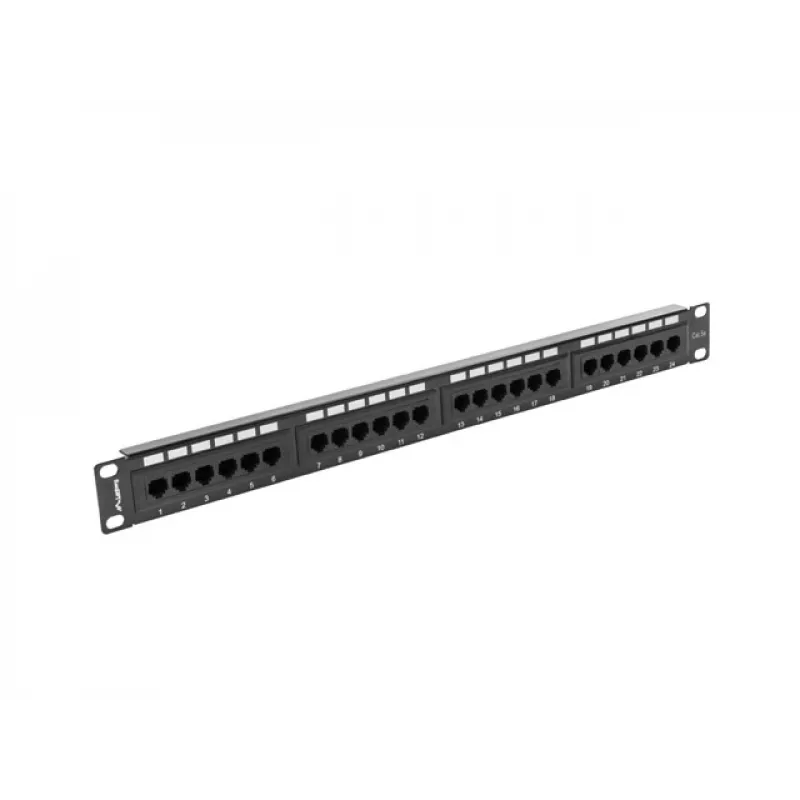 Lanberg PPU5-1024-B patchpaneel, 24 poorten, 1U, 19 inch, Cat5e UTP, metaal, zwart
