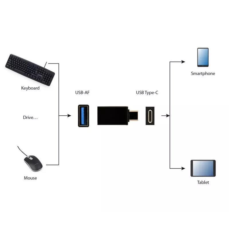 USB-grafische adapter Gembird A-USB3-CMAF-01 — USB Type-C naar USB (USB 2.0 / 3.2 Gen 1), compact zwart