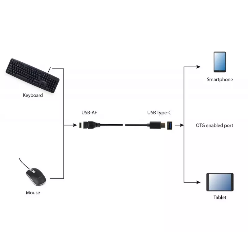 USB-kabel Gembird A-OTG-CMAF3-01, USB‑C naar USB‑A, 0,2 m, zwart