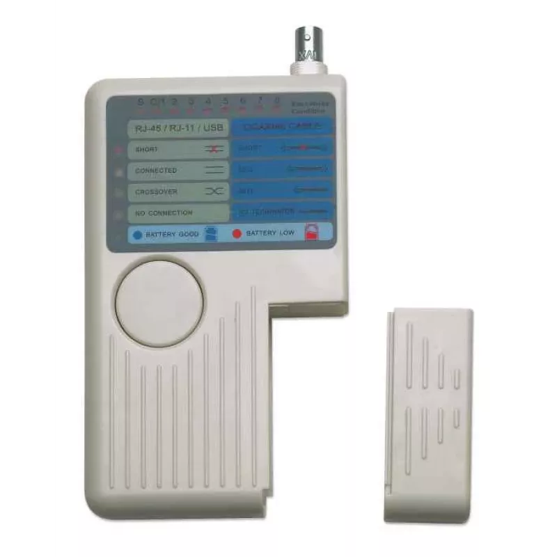 Intellinet 4-in-1 kabeltester, RJ-11, RJ-45, USB en BNC, test met één knop