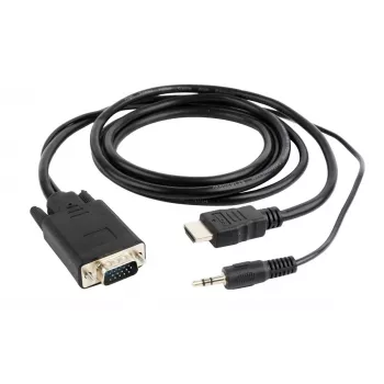 GEMBIRD HDMI-naar-VGA- en audio-adapterkabel, enkele aansluiting, 3 m, zwart