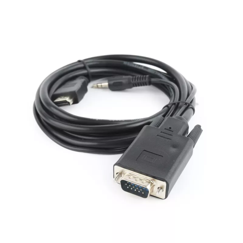 GEMBIRD HDMI-naar-VGA- en audio-adapterkabel, enkele aansluiting, 3 m, zwart