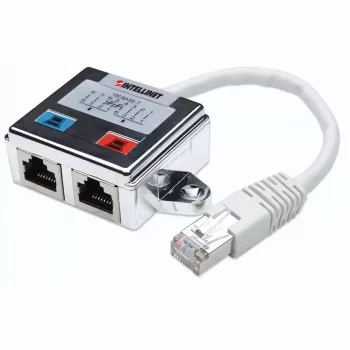 Intellinet 2-poorts modulaire splitter, Cat5e, FTP, maakt het delen van één Cat5e-netwerkkabel via twee RJ45-poorten mogelijk