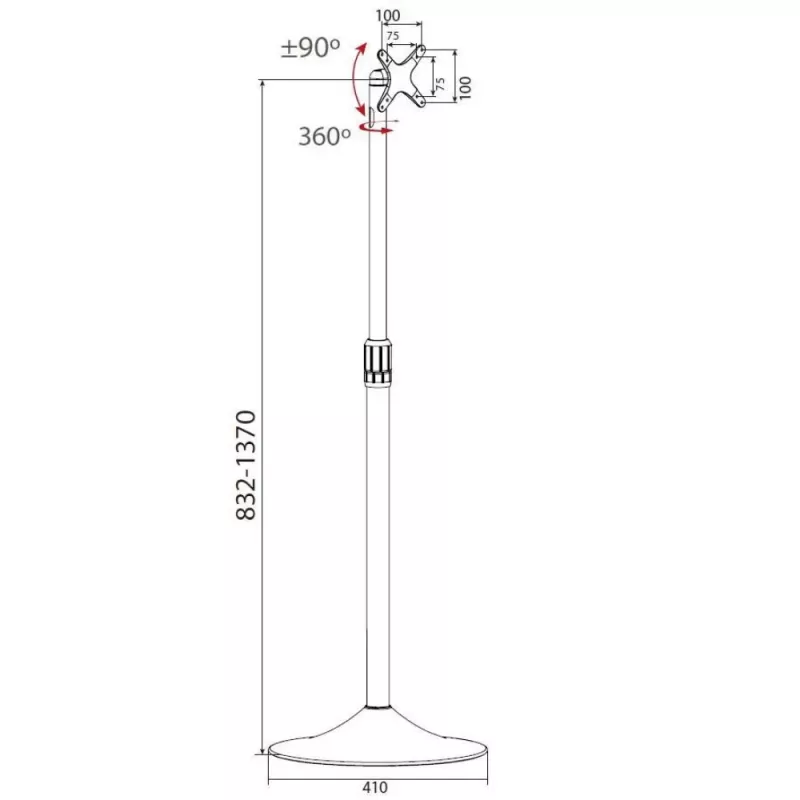 Techly ICA-TR10 beeldschermstandaard 68,6 cm (27 inch) zilver