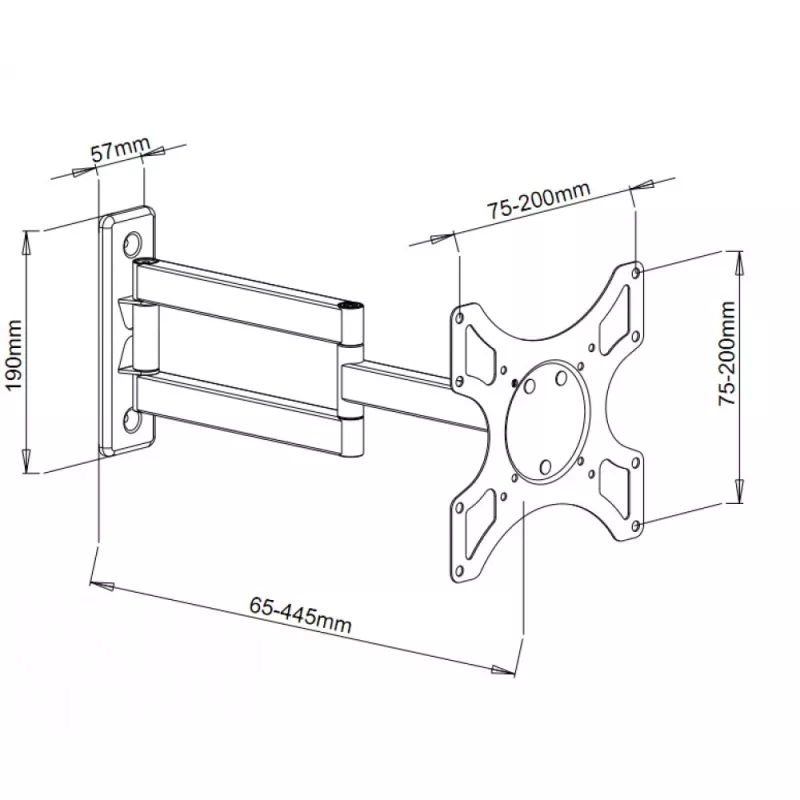 Techly 19-37 inch wandhouder voor LED LCD TV kantelbaar 3 gewrichten zwart” ICA-LCD 2903