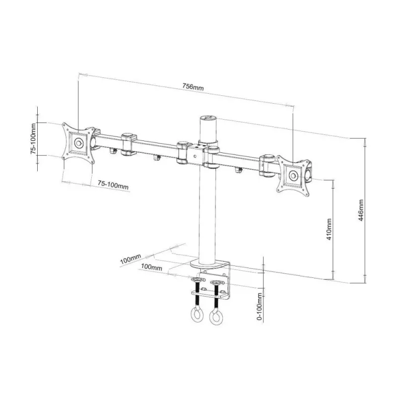 Techly 13-27 inch deskstandaard voor 2 monitors met klem” ICA-LCD 482-D