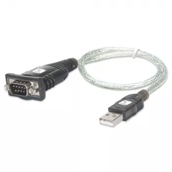 USB-naar-serieel-adapter Techly IDATA USB-SER-2T, USB-A stekker naar DB-9 stekker, 0,45 m, transparant wit
