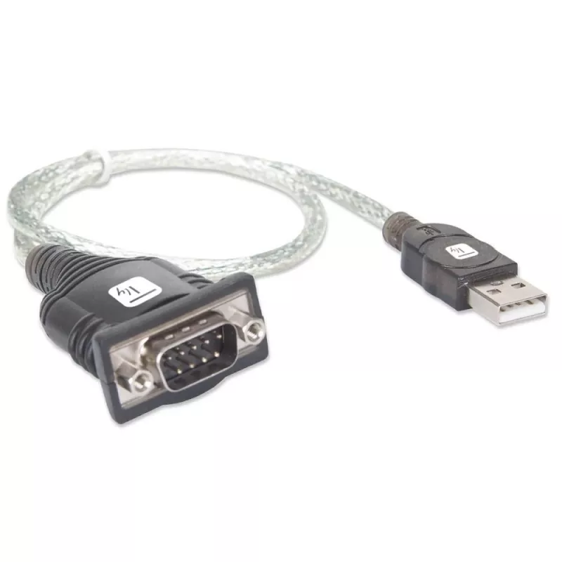 USB-naar-serieel-adapter Techly IDATA USB-SER-2T, USB-A stekker naar DB-9 stekker, 0,45 m, transparant wit