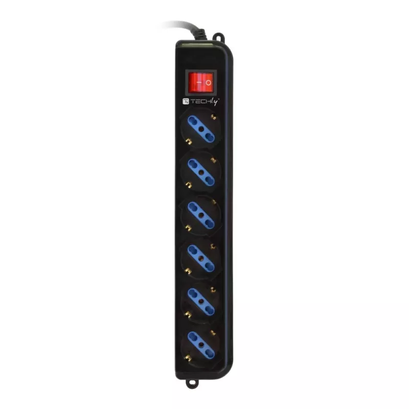 Techly stekkerdoos 6 stopcontacten zwart met VDE-stekker IUPS-PCP-6V