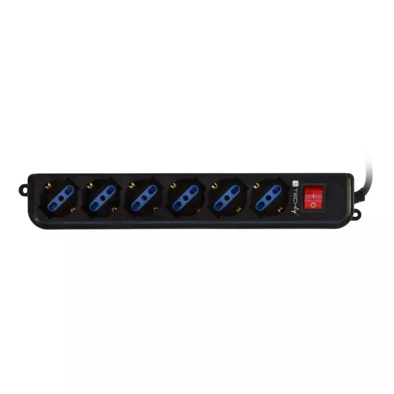 Techly stekkerdoos 6 stopcontacten zwart met VDE-stekker IUPS-PCP-6V