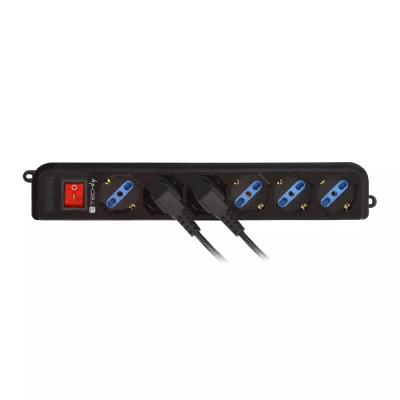 Techly stekkerdoos 6 stopcontacten zwart met VDE-stekker IUPS-PCP-6V