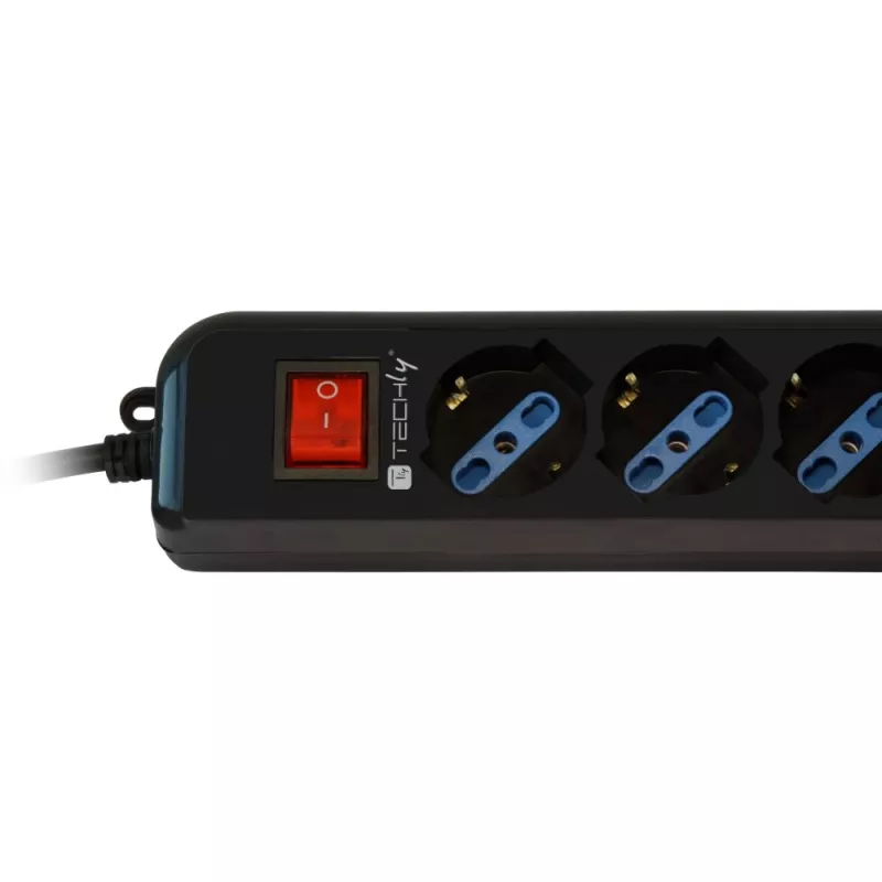 Techly stekkerdoos 6 stopcontacten zwart met VDE-stekker IUPS-PCP-6V