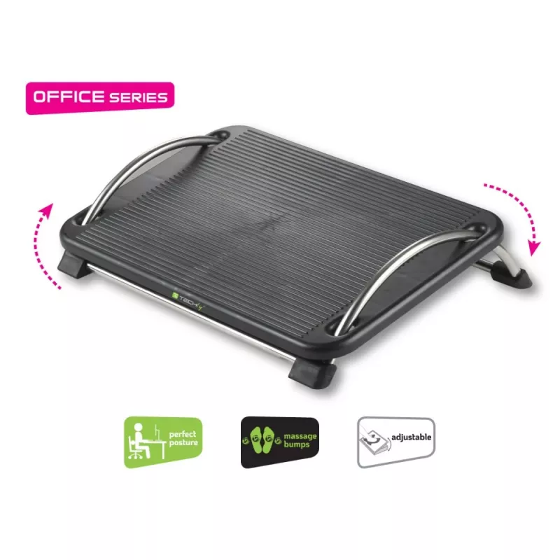 Techly ICA-FR 13 ergonomische verstelbare voetensteun, hoekverstelling, antislip, 43 x 28 cm, zwart