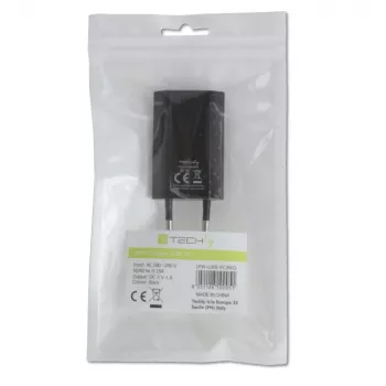 Techly compacte oplader USB 1A Europese stekker zwart