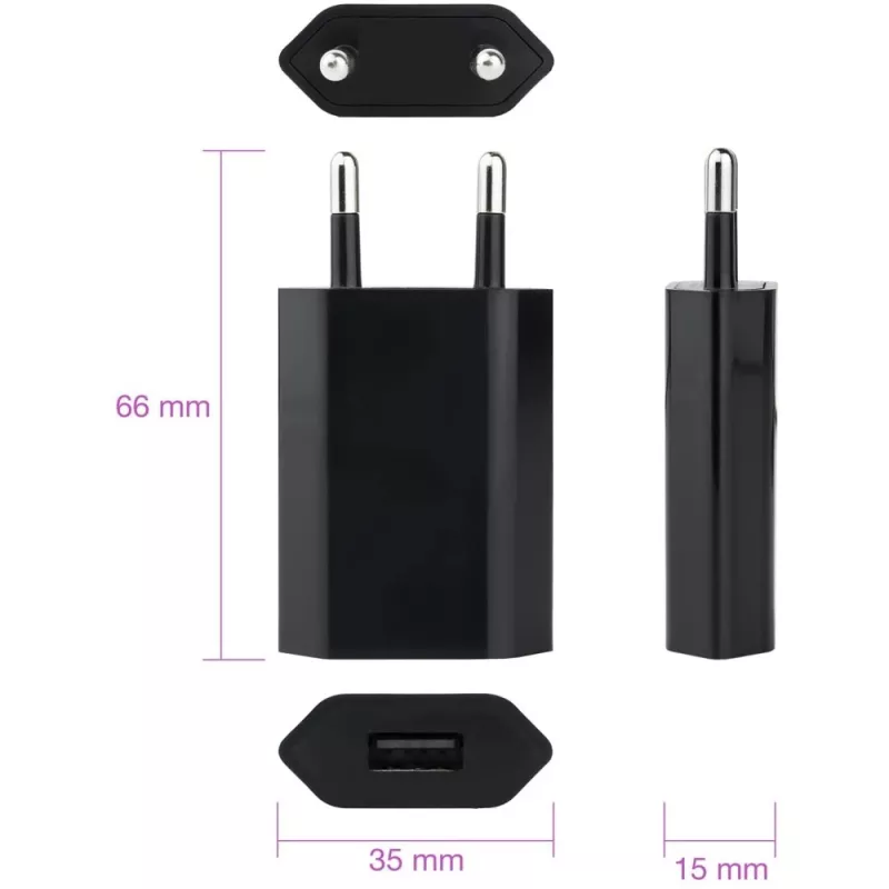 Techly compacte oplader USB 1A Europese stekker zwart
