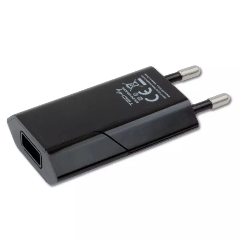 Techly compacte oplader USB 1A Europese stekker zwart