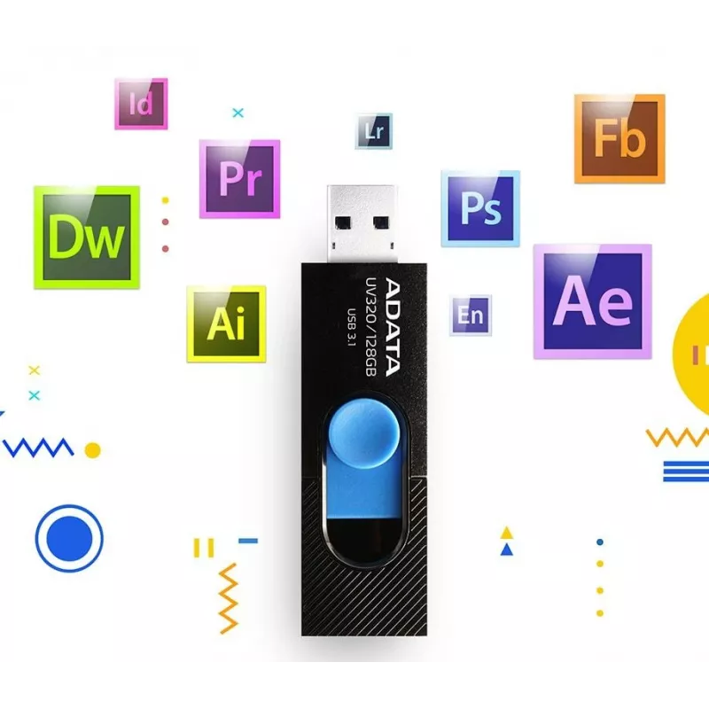 ADATA UV320 USB-flashstation 128 GB USB Type-A 3.2 Gen 1 (3.1 Gen 1) zwart, blauw