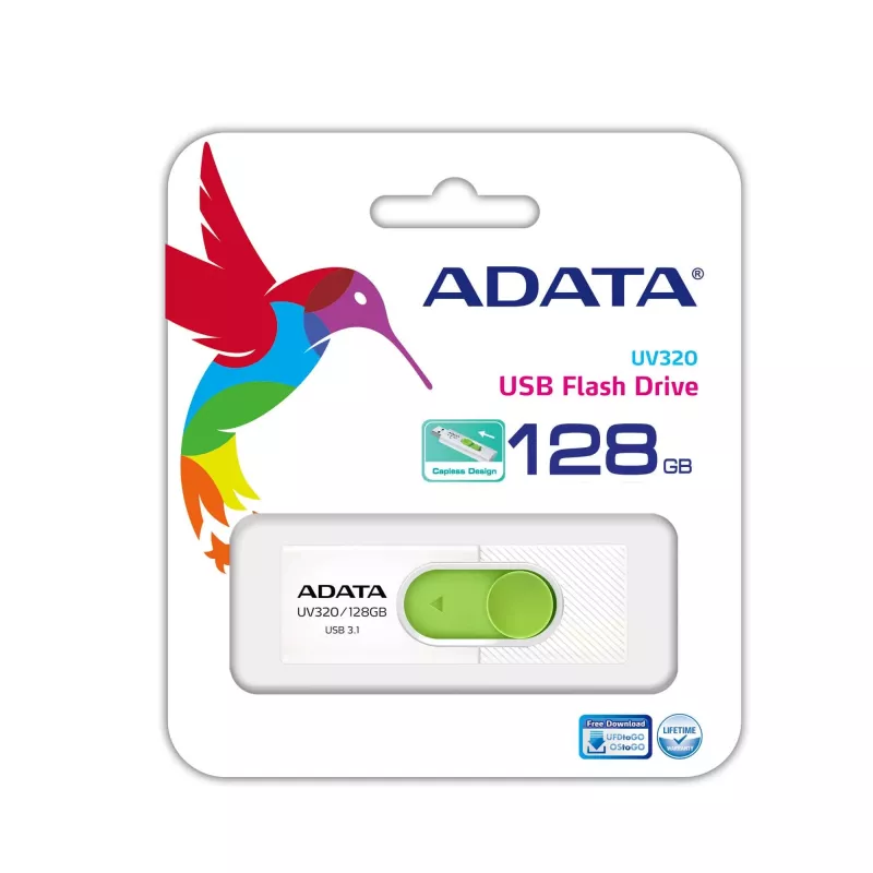 ADATA UV320 USB-stick 128 GB USB Type-A 3.2 Gen 1 (3.1 Gen 1) groen, wit